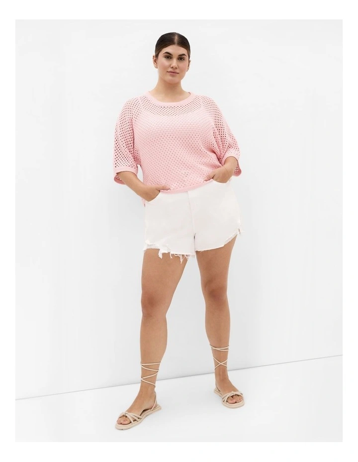 Crochet Knit Top in Peach image 1