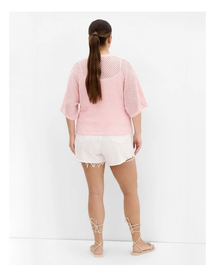 Crochet Knit Top in Peach image 2