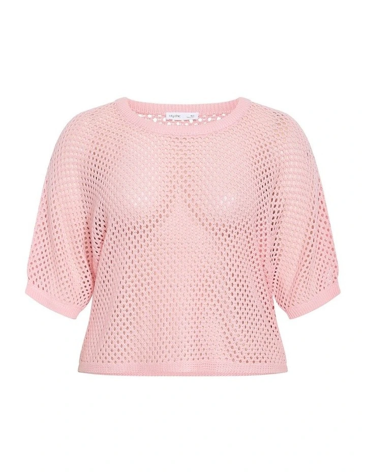 Crochet Knit Top in Peach image 3