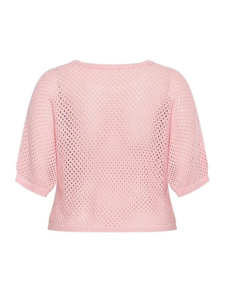 Crochet Knit Top in Peach image 4