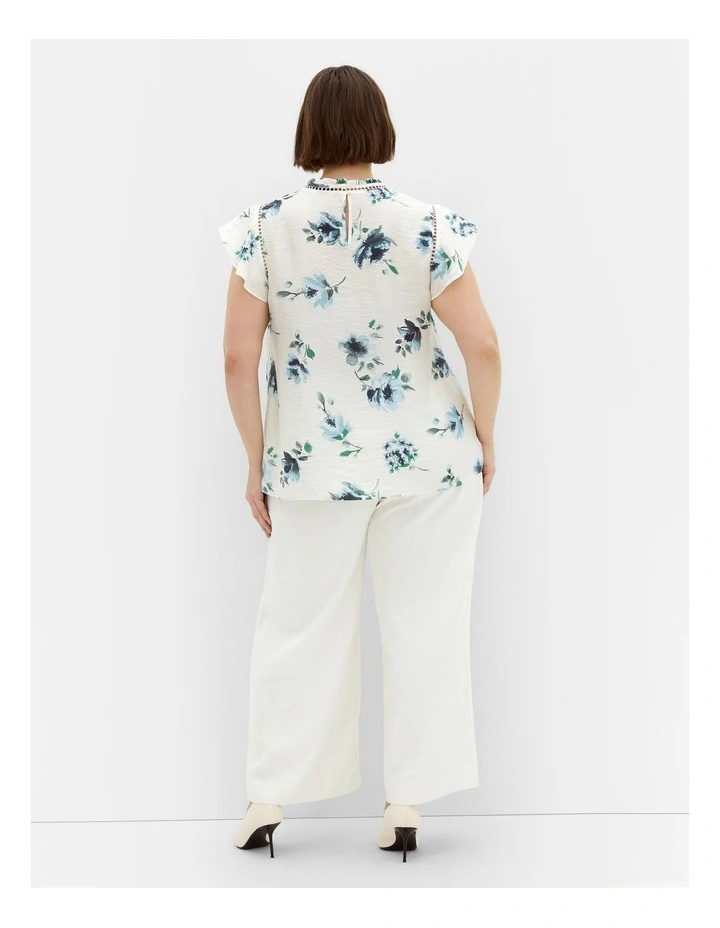 Lorelai Short Sleeve Print Top in Ivory image 2