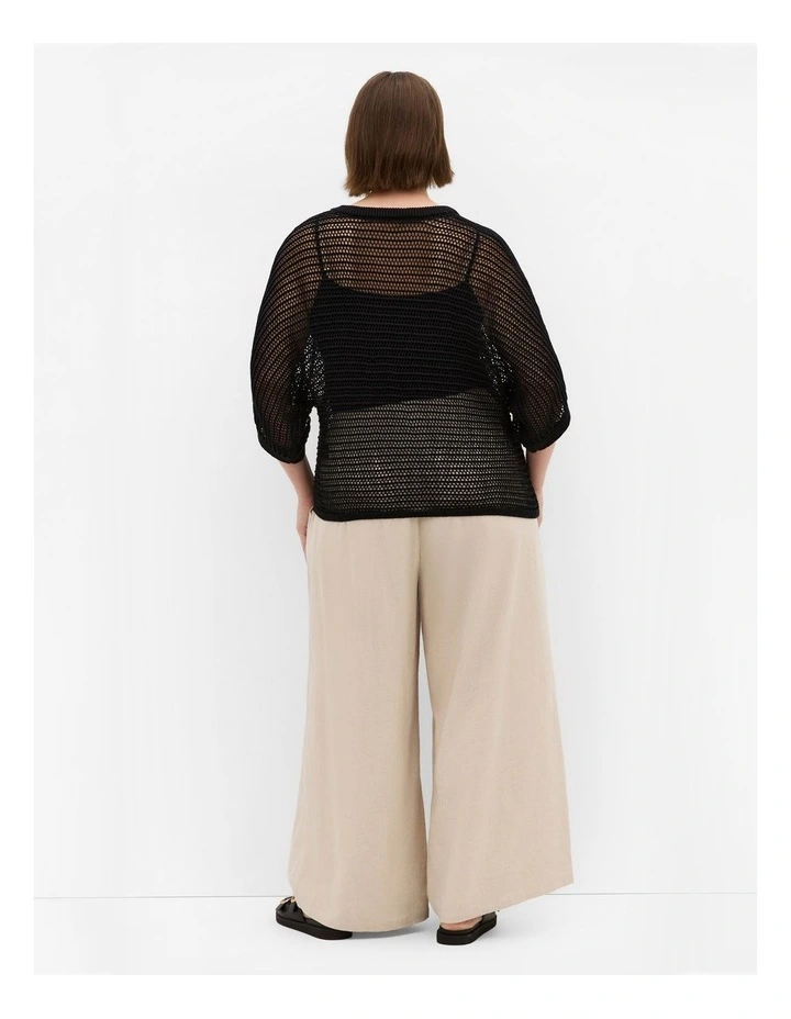 Crochet Knit Resort Top in black image 2