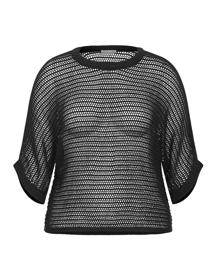 Crochet Knit Resort Top in black image 3