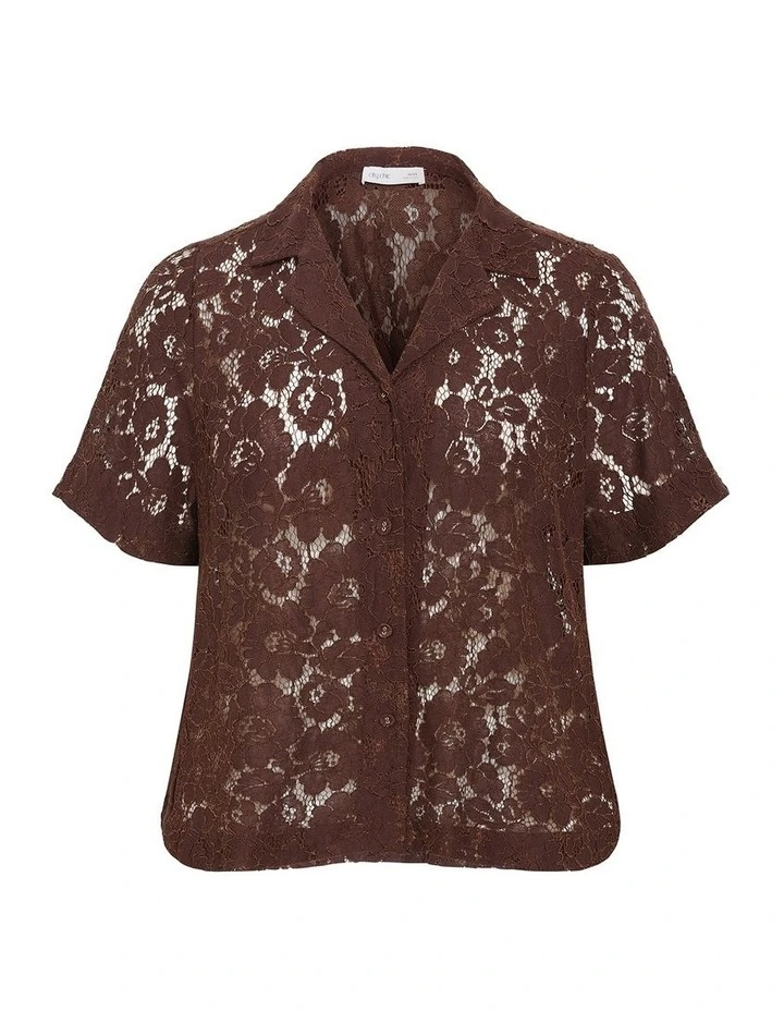 Lani Lace Shirt in Chocolate image 3