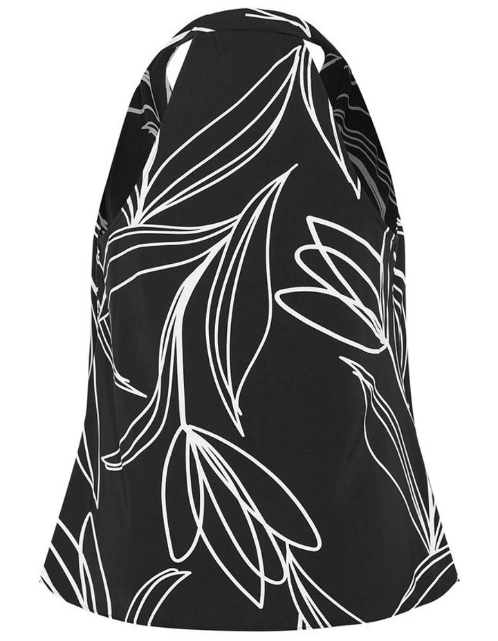 Shania Bloom Print Cowl Neck Top in Black image 4