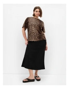 Cassie Leopard Print Tee in Chocolate