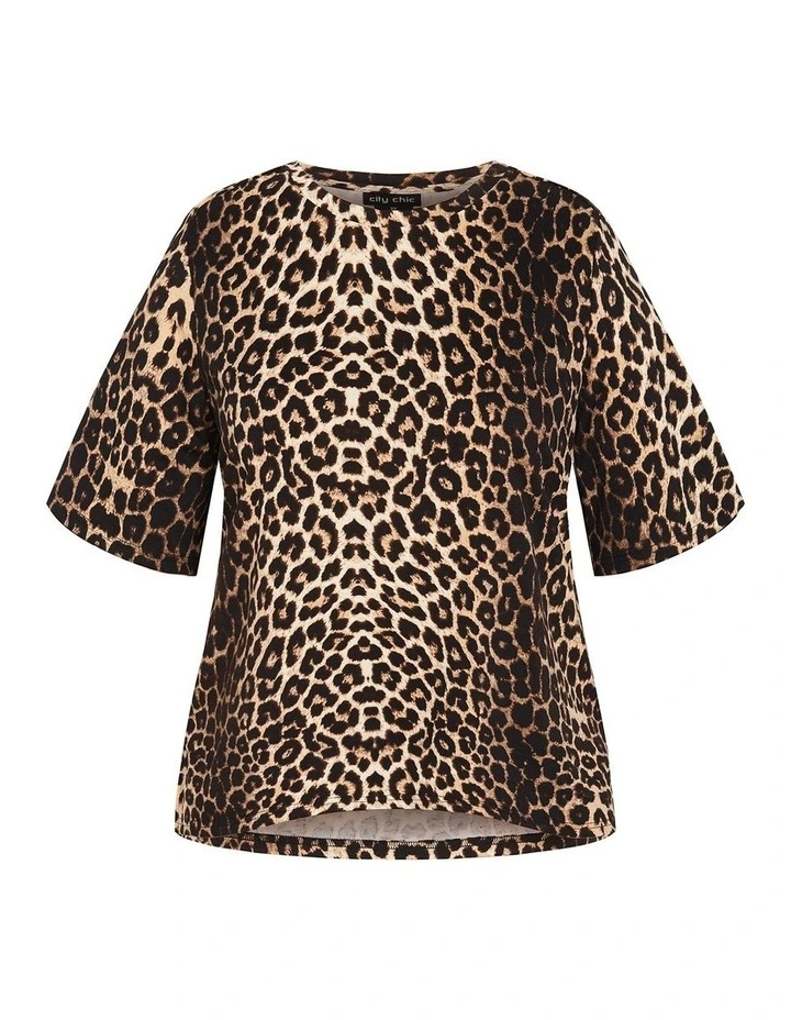 Cassie Leopard Print Tee in Chocolate image 3