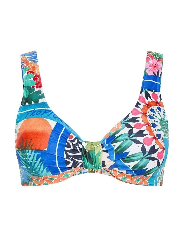 Positano Print Underwire Bikini Top in Blue image 3