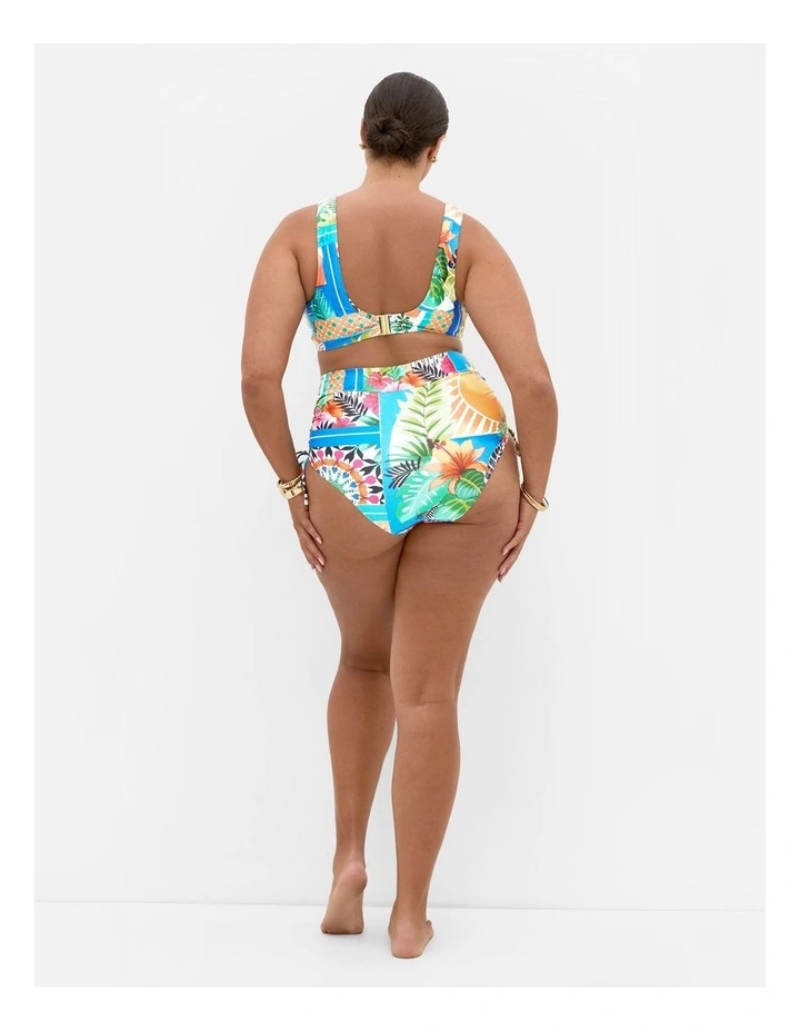 Positano Print Hi Waist Bikini Brief in Blue image 2