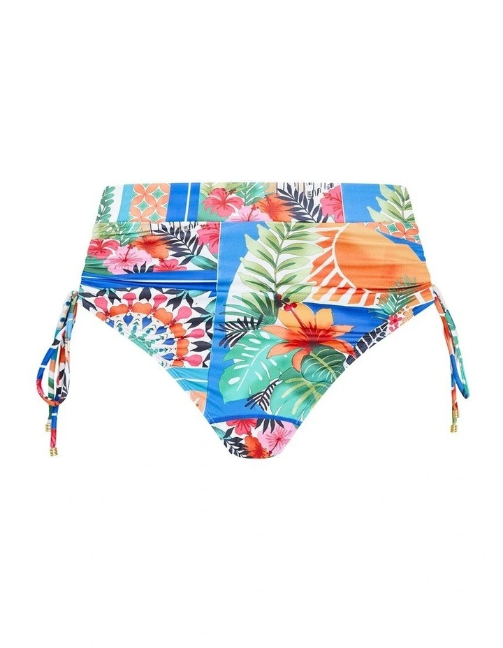 Positano Print Hi Waist Bikini Brief in Blue image 4