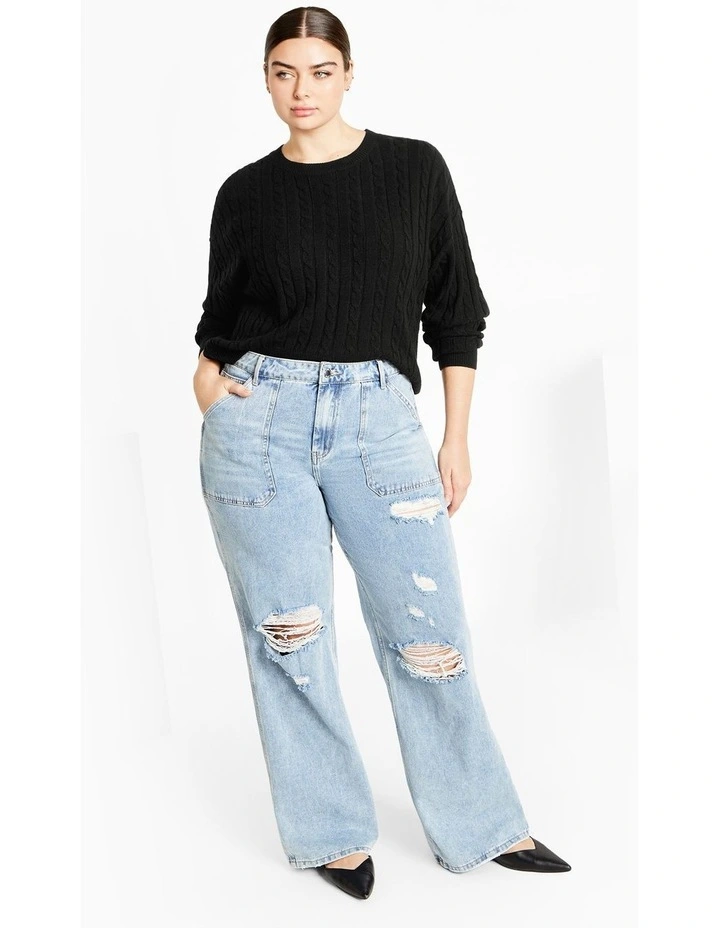 Harley Fit Patch Pocket Wide Leg Jeans in Mid Wash image 1