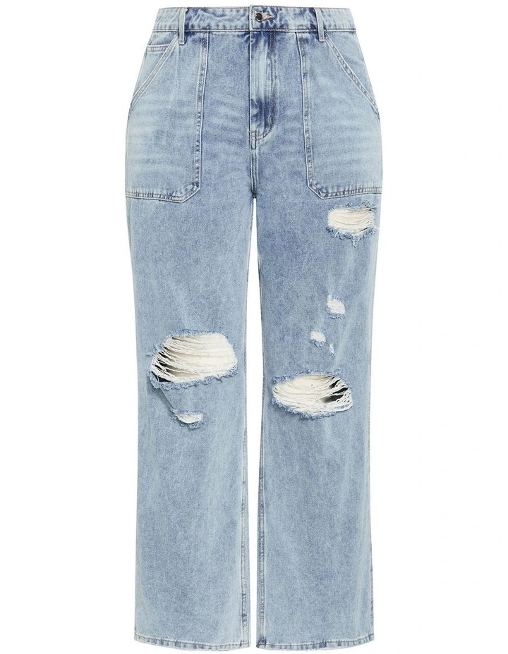 Harley Fit Patch Pocket Wide Leg Jeans in Mid Wash image 3