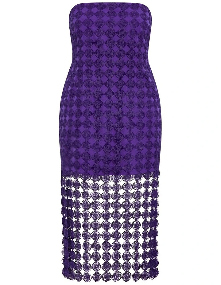 Ebony Strapless Crochet Fringe Dress in Cobalt image 3