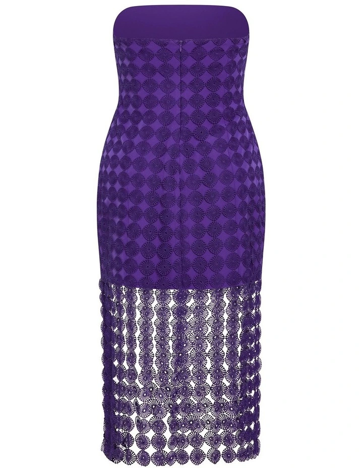 Ebony Strapless Crochet Fringe Dress in Cobalt image 4