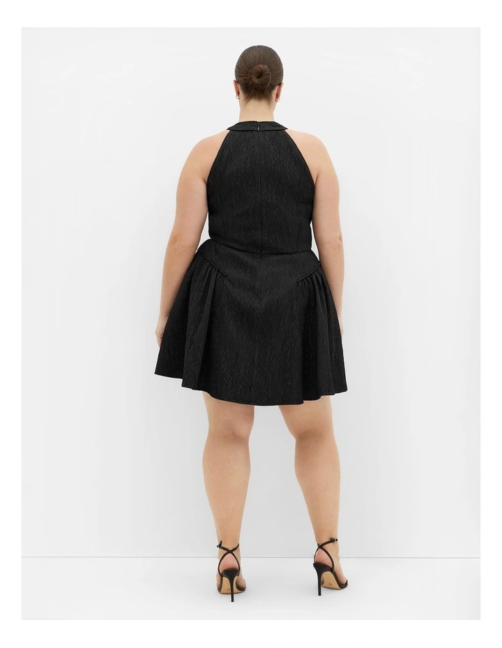 Halter Jacquard Mini Dress in Black image 2