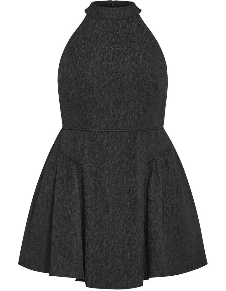 Halter Jacquard Mini Dress in Black image 3