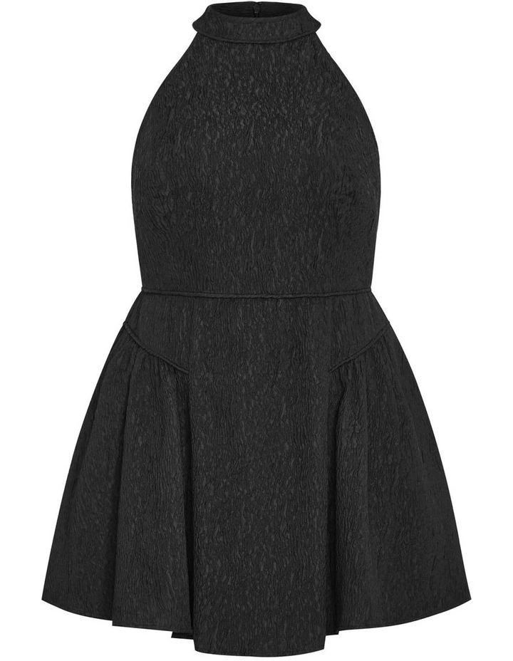 Halter Jacquard Mini Dress in Black image 5