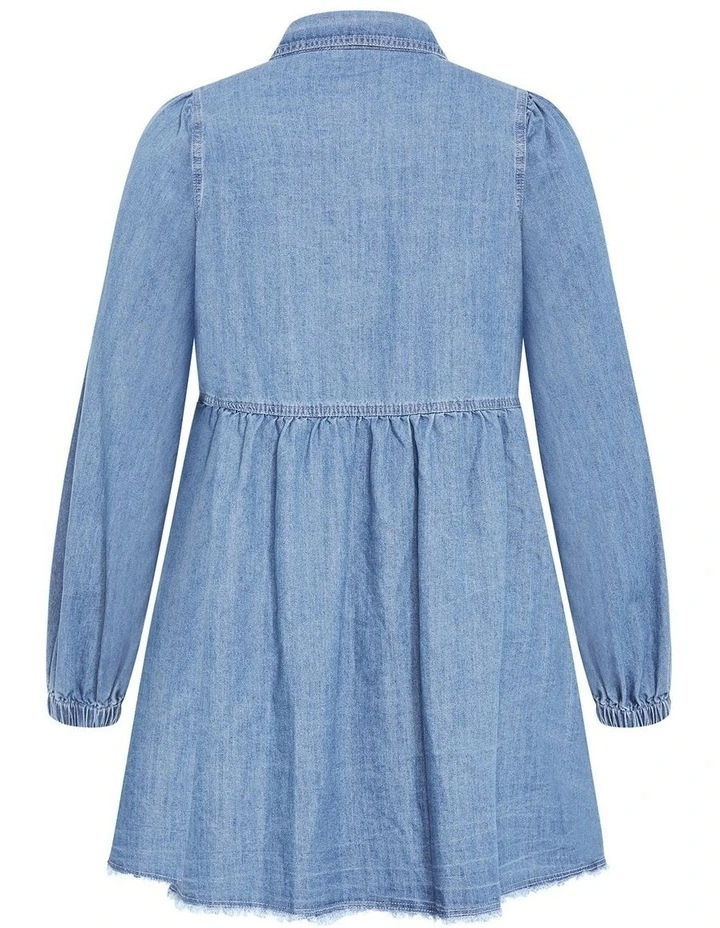 Dulce Long Sleeve Shirt Dress in Light Denim image 4