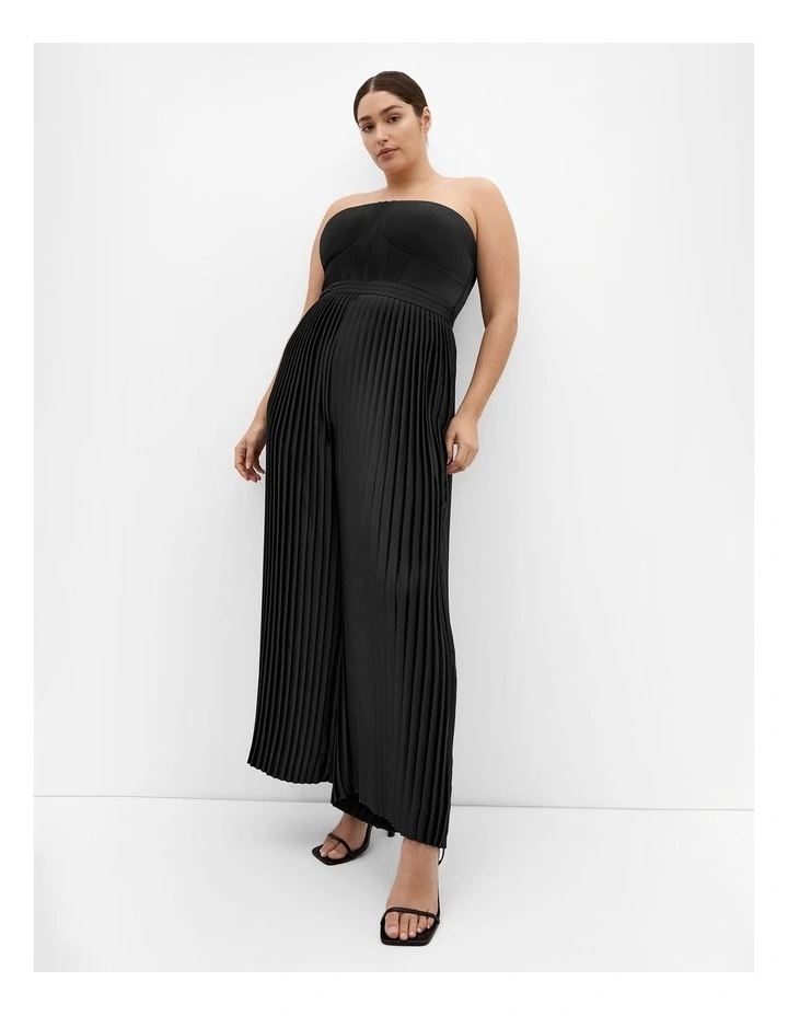 Palazzo Pleat Jumpsuit in Black image 1