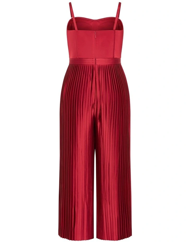 Palazzo Pleat Jumpsuit in Currant image 4