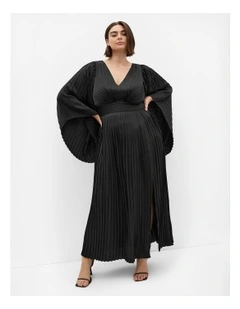 Carmina Pleat Maxi Dress in Black