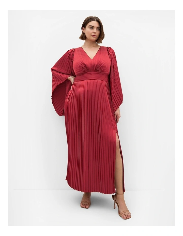 Carmina Pleat Maxi Dress in Currant image 1