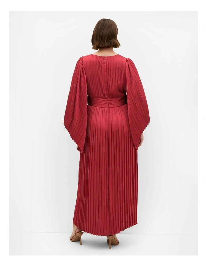 Carmina Pleat Maxi Dress in Currant image 2
