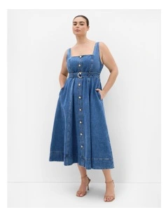 Rhia Fit & Flare Denim Dress in Light Wash