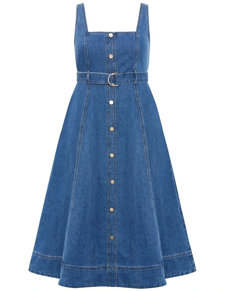 Rhia Fit & Flare Denim Dress in Light Wash image 3