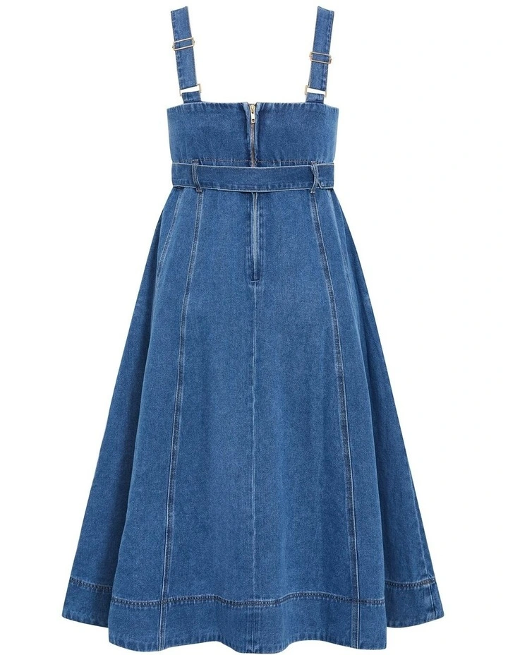 Rhia Fit & Flare Denim Dress in Light Wash image 4