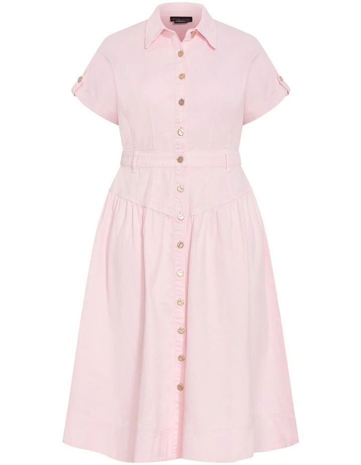 Ari Denim Midi Dress in Heavenly Pink image 3