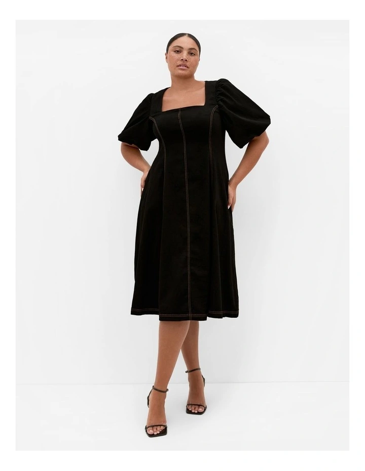 Plus Size Rodeo Denim Midi Dress in black image 1