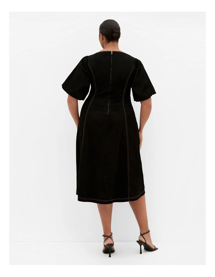 Plus Size Rodeo Denim Midi Dress in black image 2