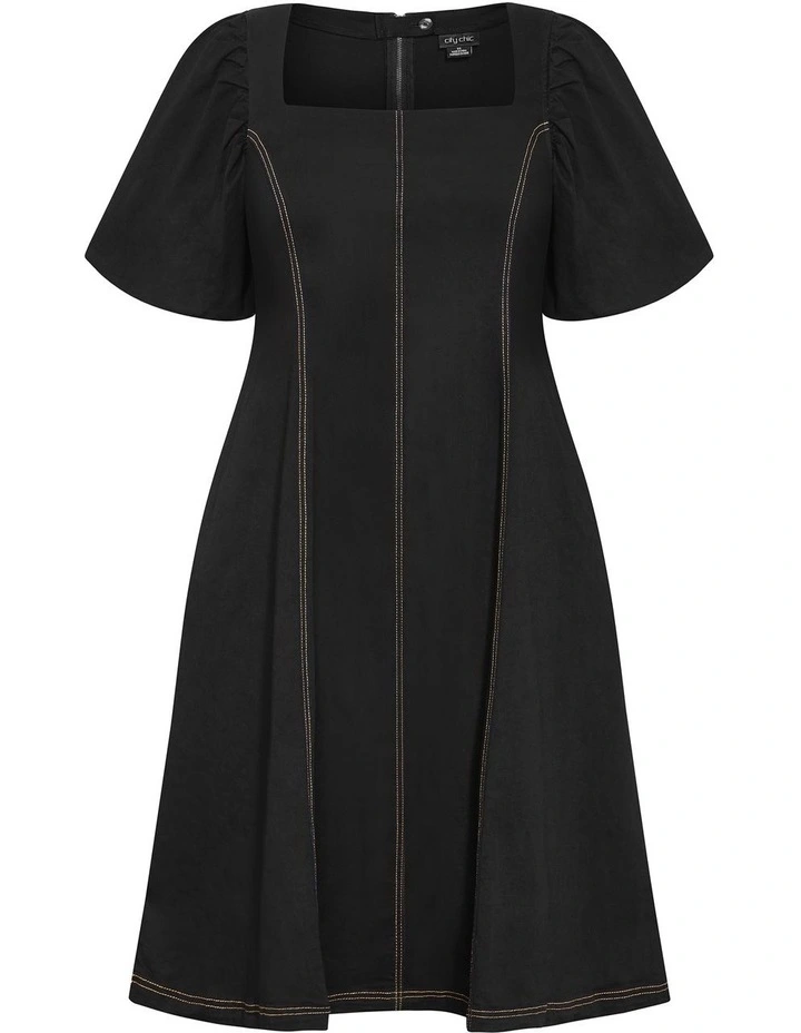 Plus Size Rodeo Denim Midi Dress in black image 3