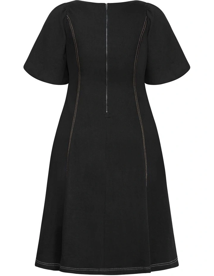 Plus Size Rodeo Denim Midi Dress in black image 4