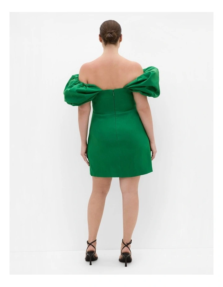 Elyse Off Shoulder Mini Dress in Kelly Green image 2