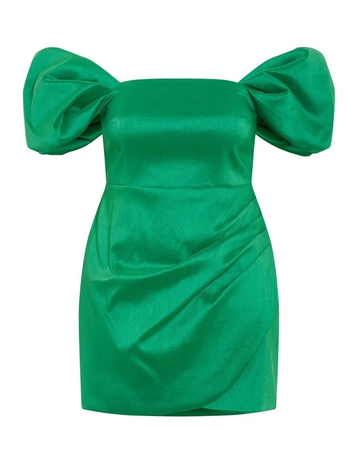 Elyse Off Shoulder Mini Dress in Kelly Green image 3