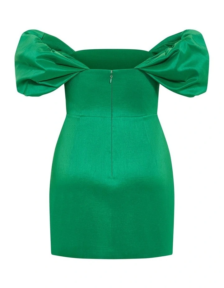 Elyse Off Shoulder Mini Dress in Kelly Green image 4