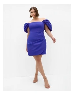 Elyse Off Shoulder Mini Dress in Ultra Blue