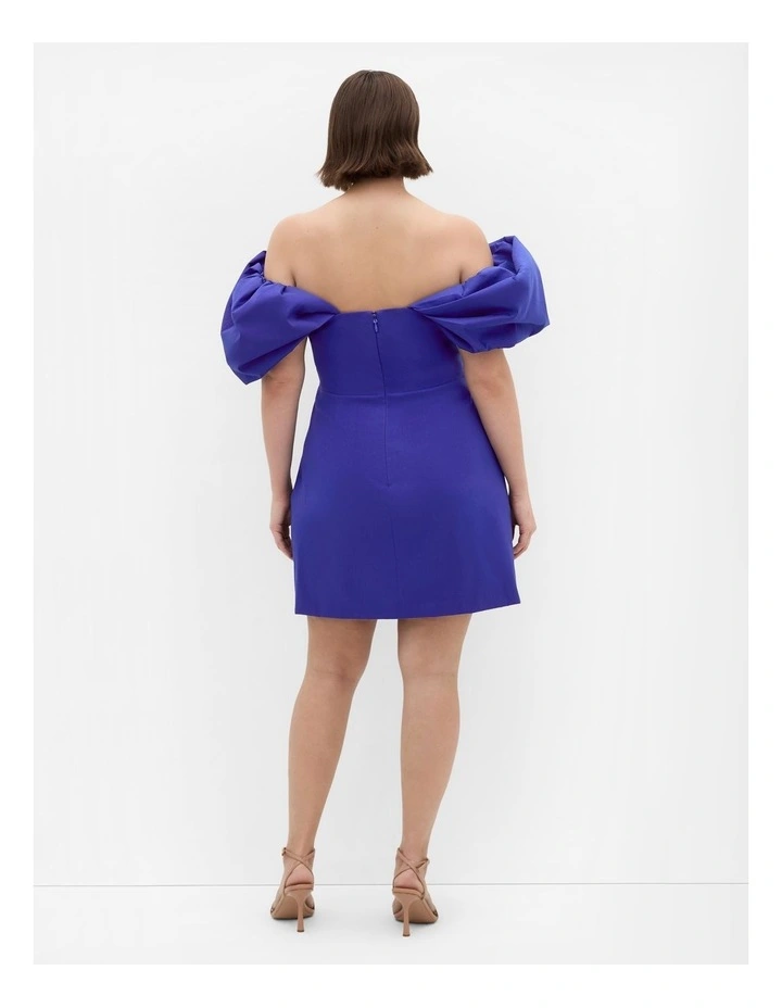 Elyse Off Shoulder Mini Dress in Ultra Blue image 2