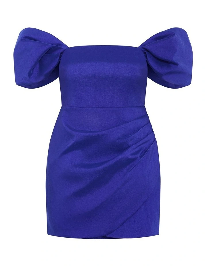 Elyse Off Shoulder Mini Dress in Ultra Blue image 3