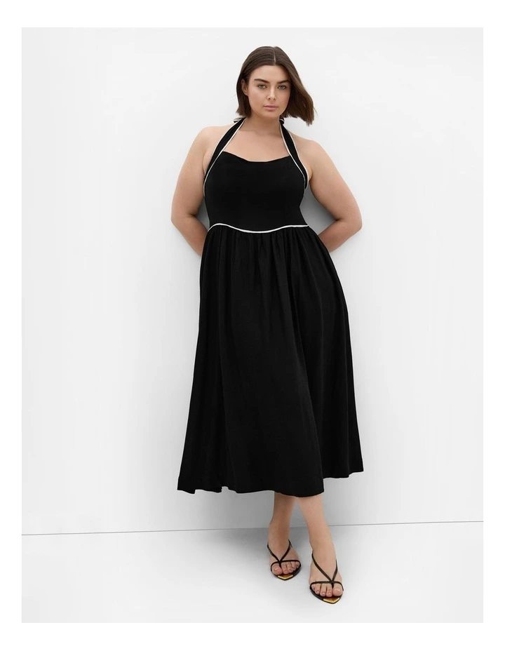 Stacey Halter Midi Dress in Black image 1
