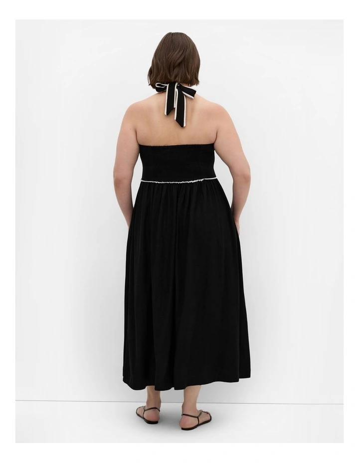 Stacey Halter Midi Dress in Black image 2