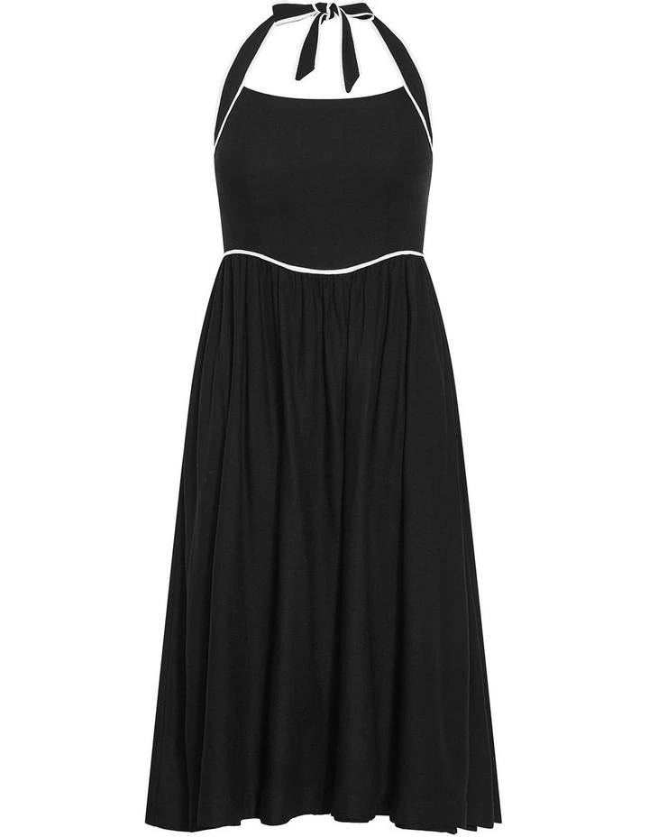 Stacey Halter Midi Dress in Black image 3