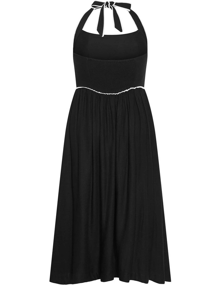 Stacey Halter Midi Dress in Black image 4