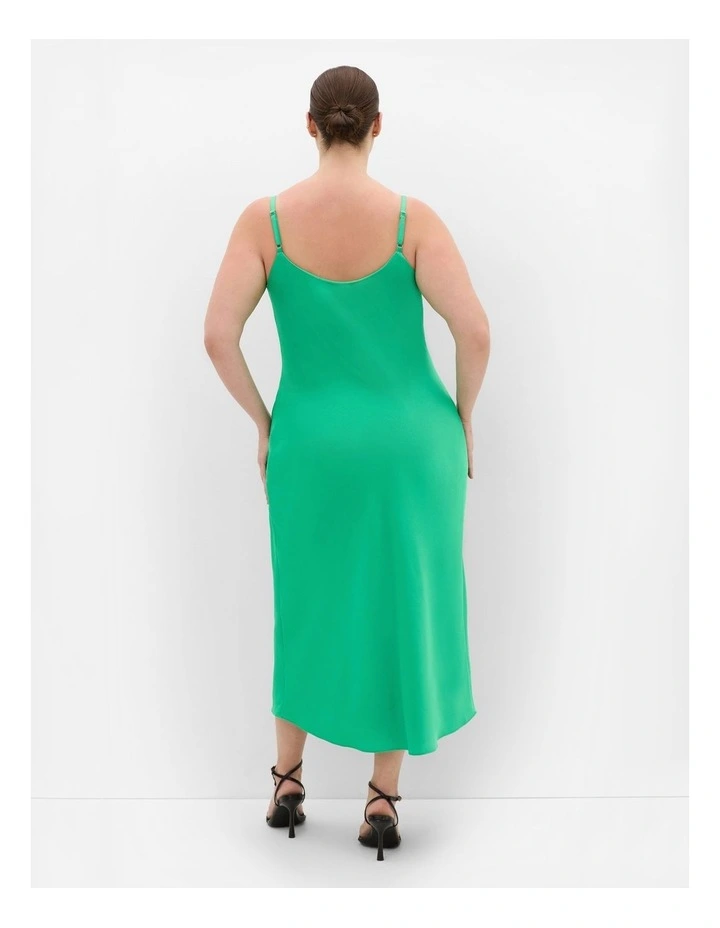 Sadie Satin Slip Dress in greenstone image 2
