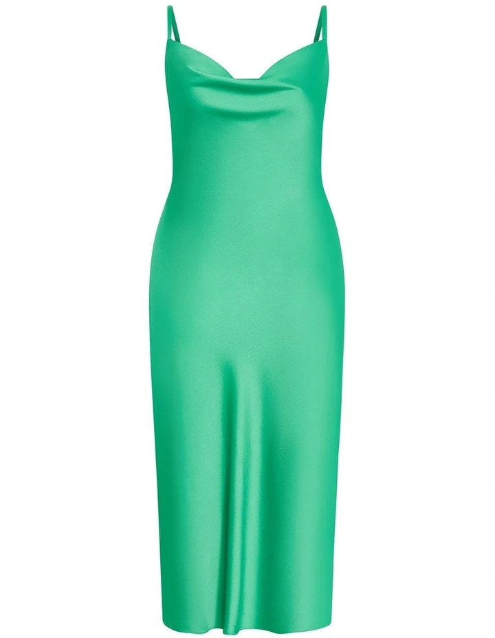 Sadie Satin Slip Dress in greenstone image 3
