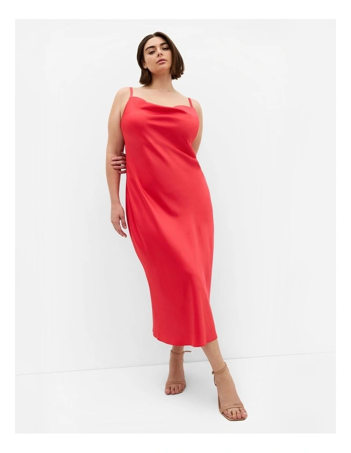 Sadie Satin Slip Dress in Watermelon image 1