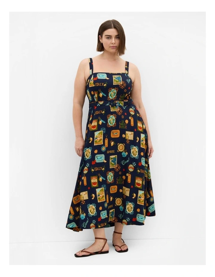 Amore Print Maxi Dress in navy image 1