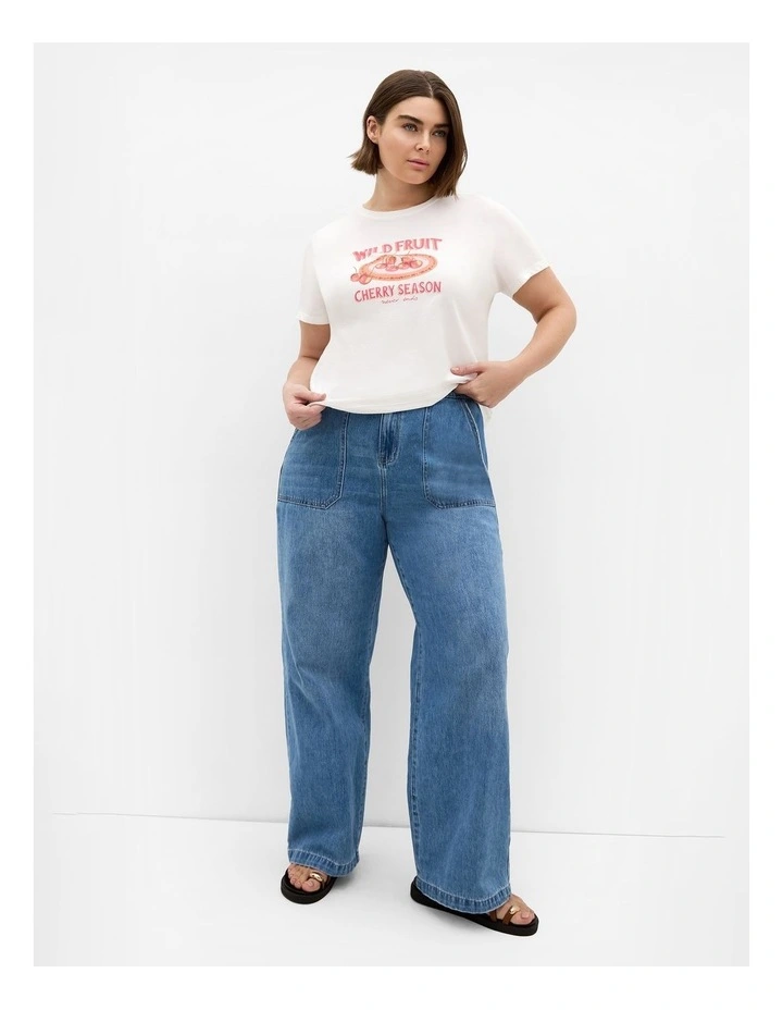 Bianca Wild Fruit Cotton Tee in White image 1